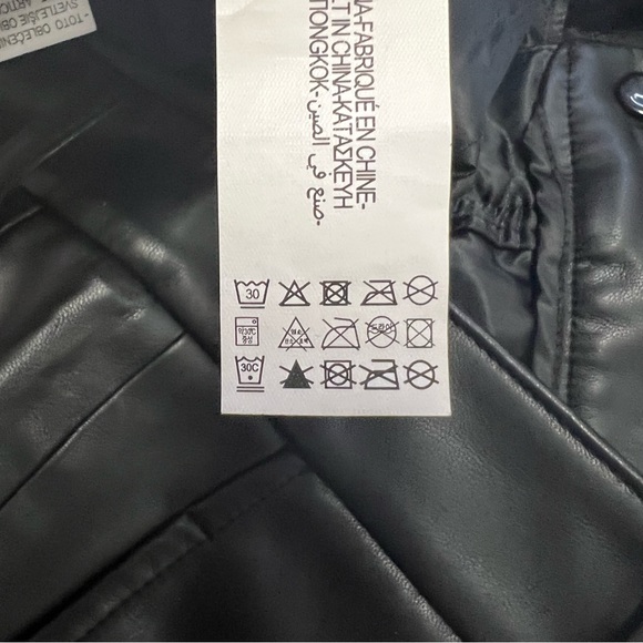 Zara Faux Vegan Leather Straight Leg Pants Black 10 - Picture 8 of 12